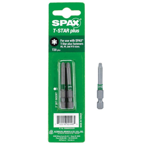 Spax T-Star Plus T20 X 2 in. L Driver Bit Steel 2 pk