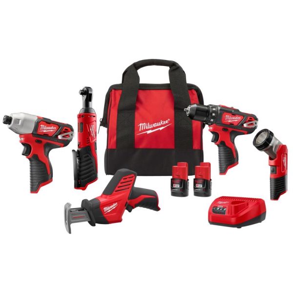 Milwaukee M12 12 V Cordless Brushed 5 Tool Combo Kit