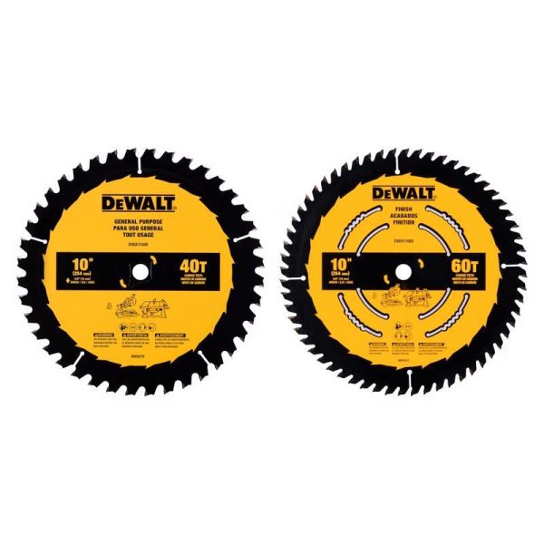 DeWalt 10 in. D X 5/8 in. Carbide Tipped Circular Saw Blade 40/60 teeth 2 pk