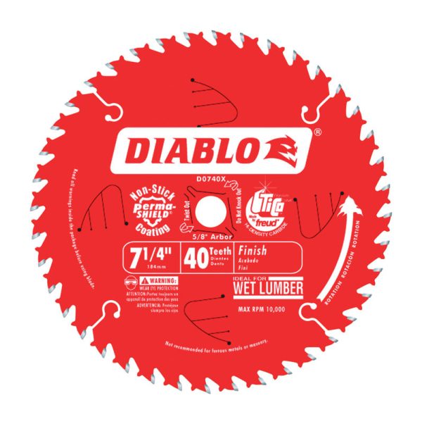 Diablo 7-1/4 in. D X 5/8 in. Carbide Finishing Saw Blade 40 teeth 1 pc