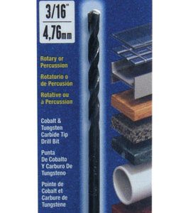 ARTU 3/16 in. X 3-1/2 in. L Tungsten Carbide Tipped Drill Bit 1 pc