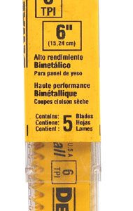 DeWalt 6 in. Bi-Metal Reciprocating Saw Blade 6 TPI 5 pk