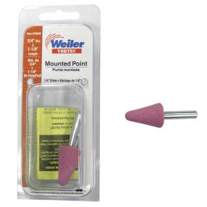 Weiler Vortec 3/4 in. D X 0.25 in. L Aluminum Oxide Stem Mounted Point Cone 30000 rpm 1 pc