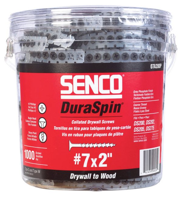 Senco DuraSpin No. 7 Sizes X 2 in. L Phillips Collated Drywall Screws 1000 pk