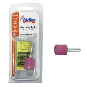 Weiler Vortec 3/4 in. D X 0.25 in. L Aluminum Oxide Stem Mounted Point Cylinder 47000 rpm 1 pc