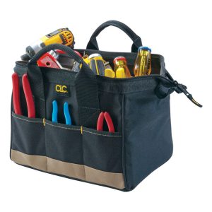 CLC 8.5 in. W X 8 in. H Polyester Tool Bag 14 pocket Black/Tan 1 pc