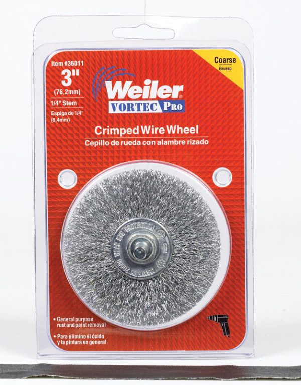 Weiler Vortec Pro 3 in. Crimped Wire Wheel Brush Carbon Steel 20000 rpm 1 pc