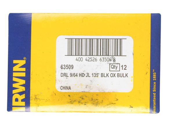 Irwin 9/64 in. X 2-7/8 in. L High Speed Steel Drill Bit 1 pc