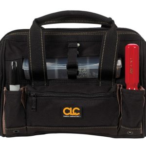 CLC 8 in. W X 9 in. H Polyester Tote Bag with Plastic Tray 21 pocket Black/Tan 1 pc