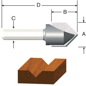 Vermont American 1/2 in. D X 1/2 in. X 1-3/4 in. L Carbide Tipped V-Groove Router Bit