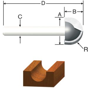 Vermont American 3/8 in. D X 3/8 in. X 1-9/16 in. L Carbide Tipped Core Box Router Bit