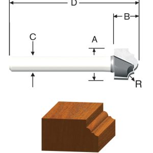 Vermont American 1/2 in. D X 1/2 in. X 1-7/8 in. L Carbide Tipped 2-Flute Classical Router Bit