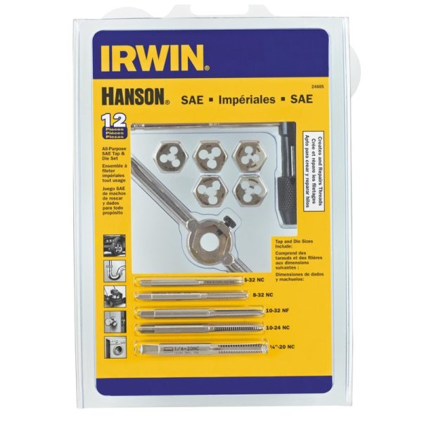 Irwin Hanson High Carbon Steel SAE Tap and Die Set 12 pc