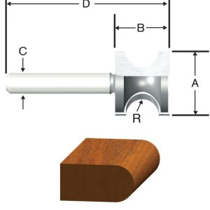 Vermont American 7/8 in. D X 1/8 in. X 1-1/2 in. L Carbide Tipped Bull Nose Router Bit