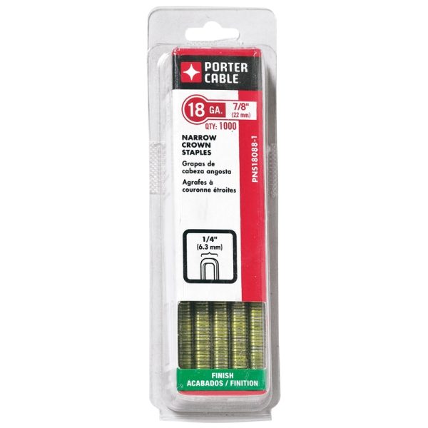 Porter Cable 1/4 in. W X 7/8 in. L 18 Ga. Narrow Crown Staples 1000 pk