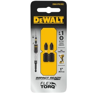 DeWalt Impact Ready Phillips #1 X 1 in. L Screwdriver Bit Black Oxide 2 pc
