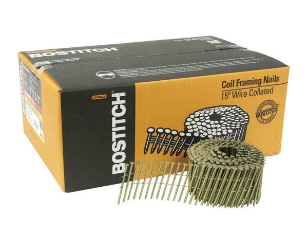 Bostitch 2-1/2 in. 13 Ga. Angled Coil Galvanized Framing Nails 15 deg 3600 pk