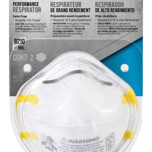 3M N95 Paint Prep Cup Disposable Respirator White One Size Fits All 2 pc