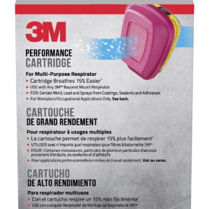 3M P100 Acid Gas and Organic Vapor Respirator Cartridge Replacement Pink 2 pc