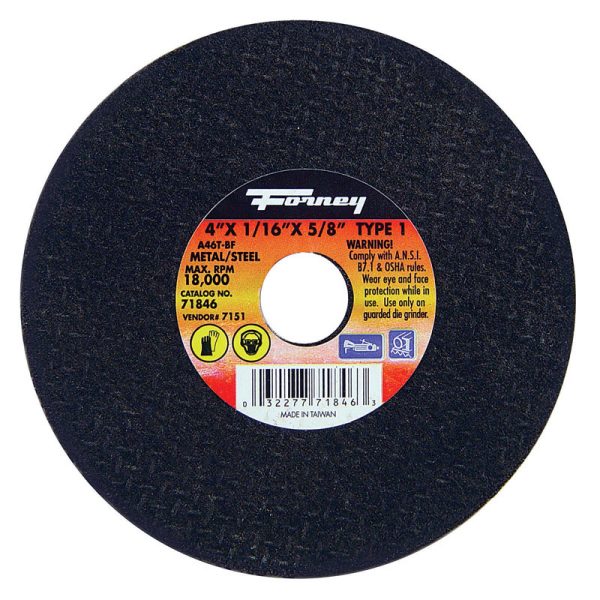 Forney 4 in. D X 5/8 in. Aluminum Oxide Metal Cut-Off Wheel 1 pc
