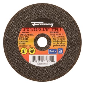Forney 3 in. D X 3/8 in. Aluminum Oxide Metal Cut-Off Wheel 1 pc