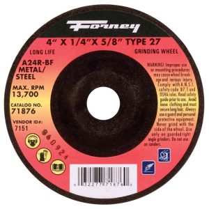 Forney 4 in. D X 5/8 in. in. Metal Grinding Wheel