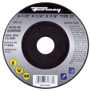 Forney 4-1/2 in. D X 7/8 in. in. Metal Grinding Wheel