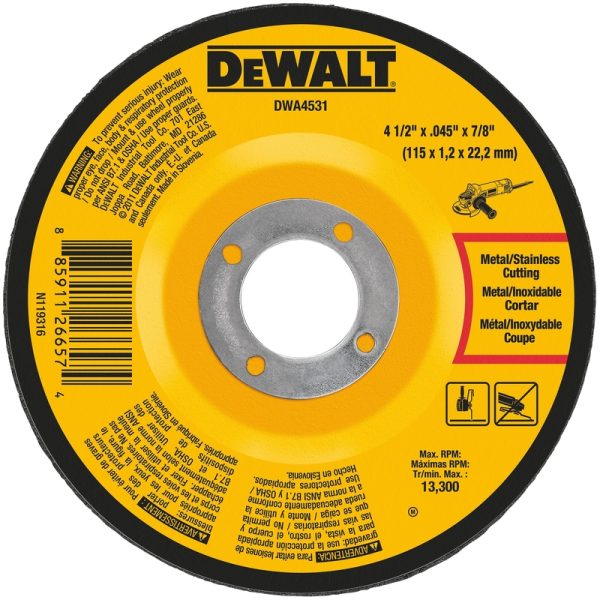 DeWalt 4-1/2 in. D X 7/8 in. Aluminum Oxide Cut-Off Wheel 1 pc