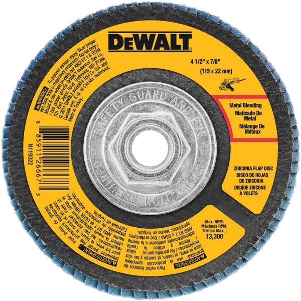 DeWalt 4-1/2 in. D X 7/8 in. Zirconia Type 29 Flap Disc 60 Grit 1 pc