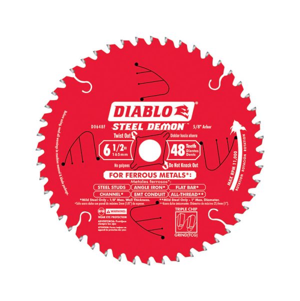 Diablo Steel Demon 6-1/2 in. D X 5/8 in. Carbide Tipped Steel Circular Saw Blade 48 teeth 1 pc