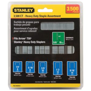 Stanley 27/64 in. W 18 Ga. Narrow Crown Heavy Duty Staple Assortment 3500 pk