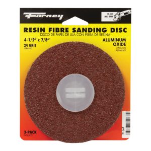 Forney 4.5 in. Aluminum Oxide Adhesive Sanding Disc 24 Grit 3 pk