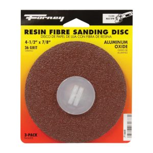 Forney 4.5 in. Aluminum Oxide Adhesive Sanding Disc 36 Grit 3 pk