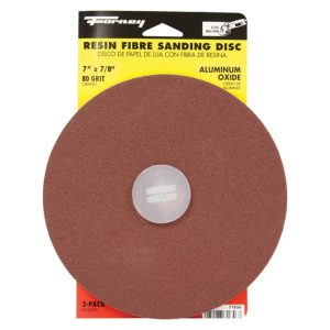 Forney 7 in. Aluminum Oxide Adhesive Sanding Disc 80 Grit 3 pk