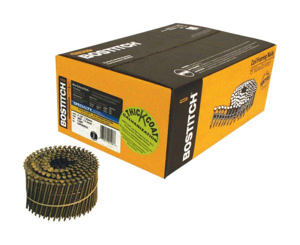 Bostitch 2-1/2 in. 13 Ga. Angled Coil Galvanized Siding Nails 15 deg 3600 pk