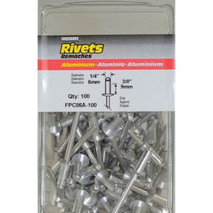 Surebonder 1/4 in. D X 3/8 in. Aluminum Rivets Silver 100 pk