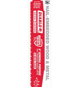 Diablo 9 in. Bi-Metal Reciprocating Saw Blade 8/14 TPI 5 pc