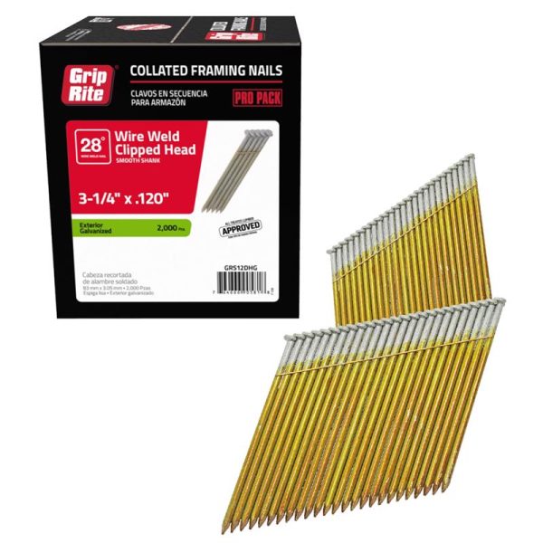 Grip-Rite 2-1/2 in. Angled Strip Bright Framing Nails 21 deg 5000 pk