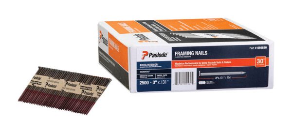 Paslode Roundrive 3 in. Angled Strip Brite Framing Nails 30 deg 2500 pk