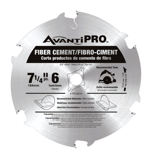 Freud Avanti Pro 7-1/4 in. D X 5/8 in. Carbide Tipped Fiber Cement Blades 6 teeth 1 pk