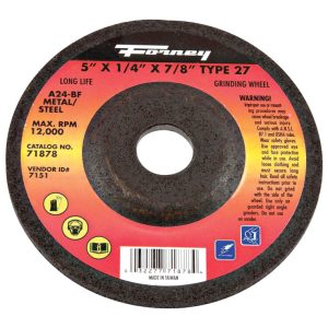 Forney 5 in. D X 7/8 in. Metal Grinding Wheel