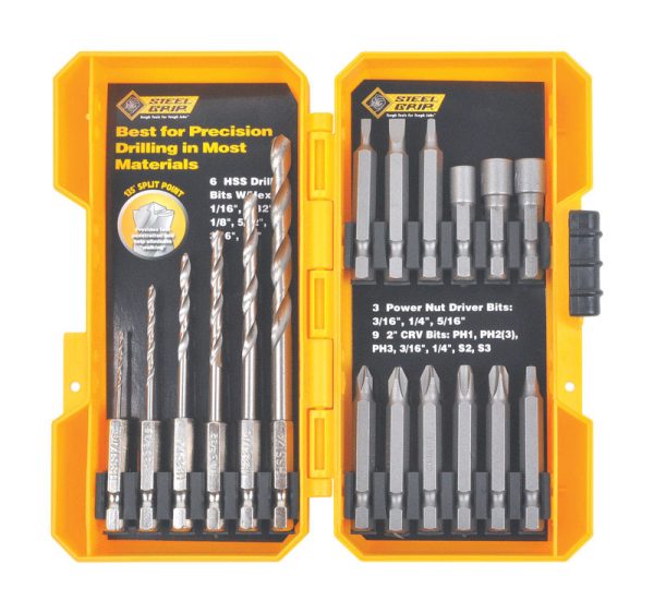 Steel Grip High Speed Steel Drill and Driver Bit Set 18 pc