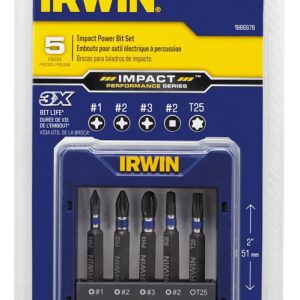 Irwin Impact Performance Series Assorted 2 in. L Power Bit Set Steel 5 pc