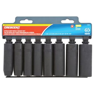 Crescent Assorted in. X 1/2 in. drive SAE 6 Point Deep Impact Socket Set 8 pc
