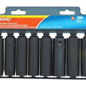 Crescent Assorted in. X 1/2 in. drive Metric 6 Point Deep Impact Socket Set 8 pc