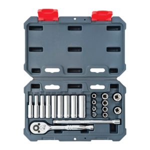 Crescent Assorted Sizes X 1/4 in. drive SAE 6 Point Socket Wrench Set 26 pc