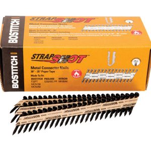 Bostitch StrapShot 1-1/2 in. 11 Ga. Straight Strip Brite Metal Connector Nails 35 deg 1000 pk