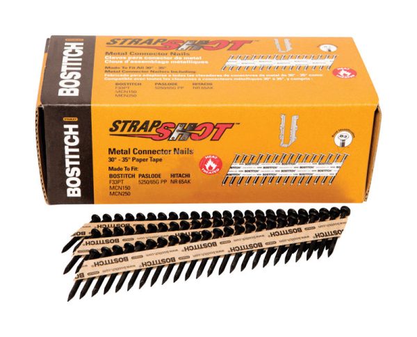 Bostitch StrapShot 1-1/2 in. 11 Ga. Straight Strip Brite Metal Connector Nails 35 deg 1000 pk