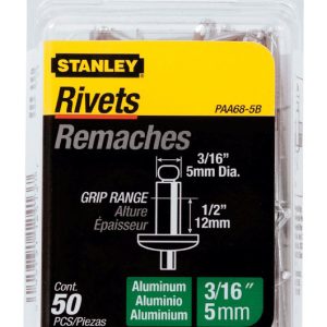 Stanley 3/16 in. D X 1/2 in. Aluminum Blind Rivets Silver 50 pk
