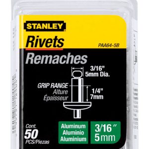 Stanley 3/16 in. D X 1/4 in. Aluminum Blind Rivets Silver 50 pk